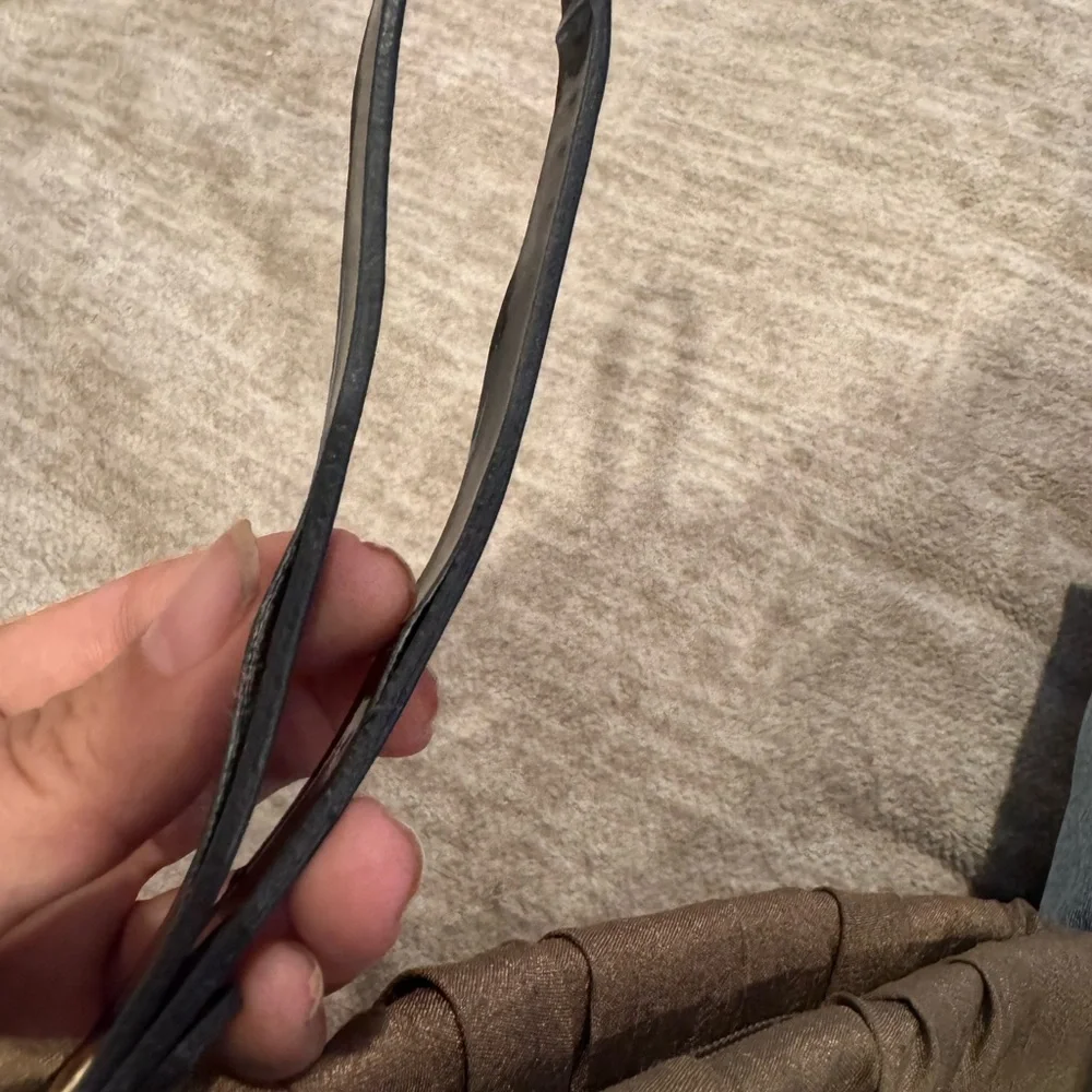 Y2KVictoria's Secret Bronze Ruched Satin Wristlet Clutch with Pink Ribbon Detail